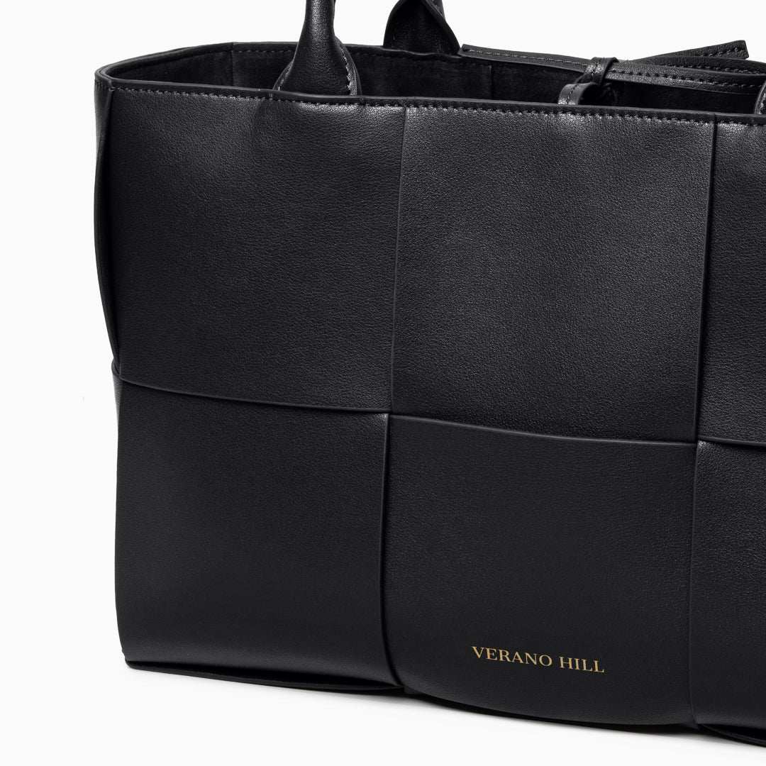 Sac cabas tressé moyen en similicuir