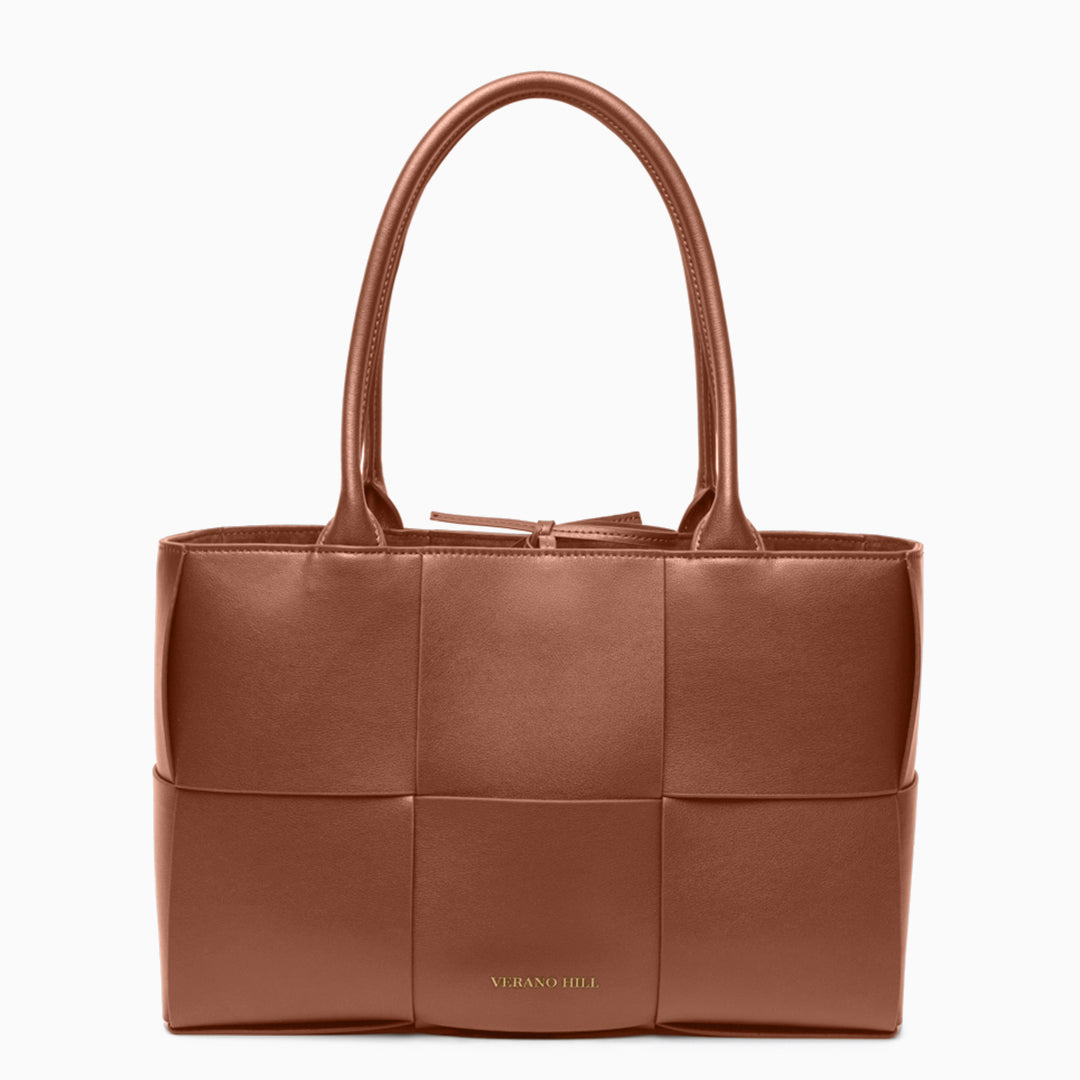 Sac cabas tressé moyen en similicuir