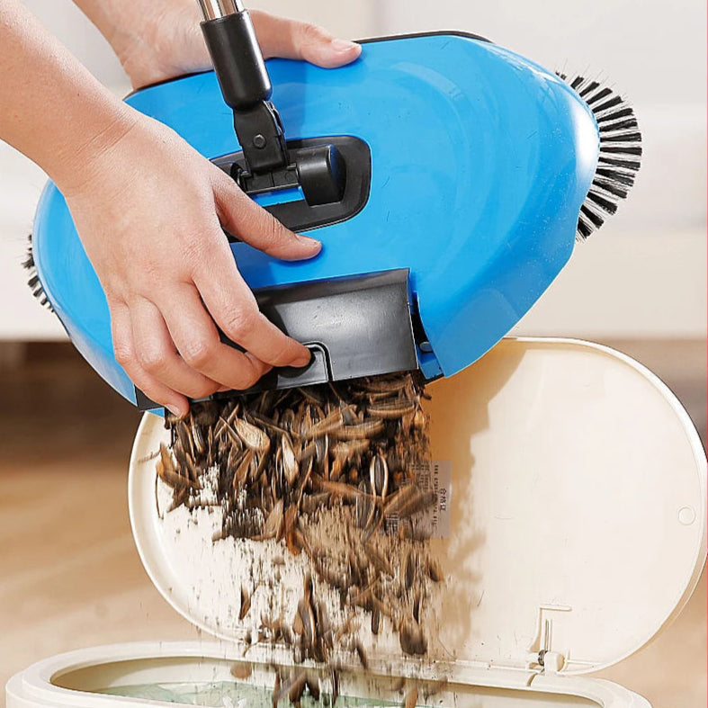 Balai 2-en-1 manuel avec brosse rotative