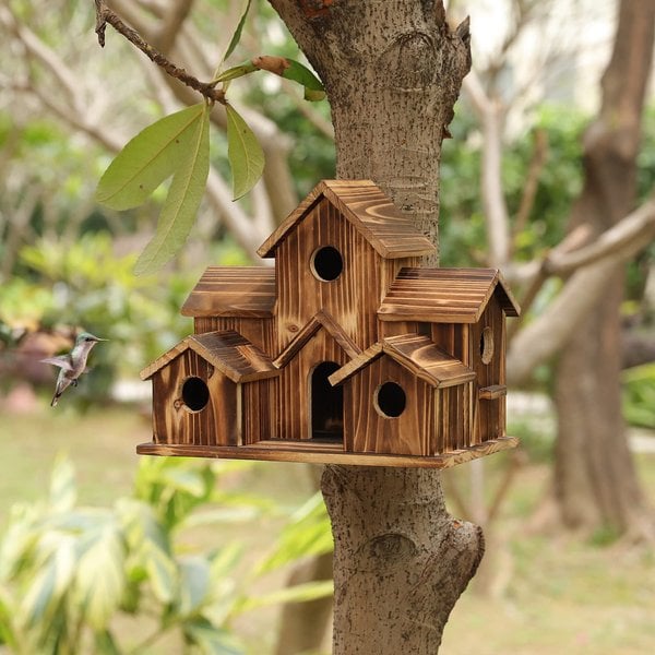 Nichoir en Bois Artisanal à 6 Trous
