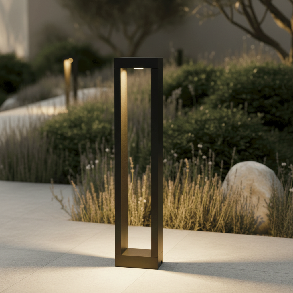 Lampadaire Extérieur en Aluminium Noir | Éclairage Double Face Minimaliste pour Allées Modernes 0