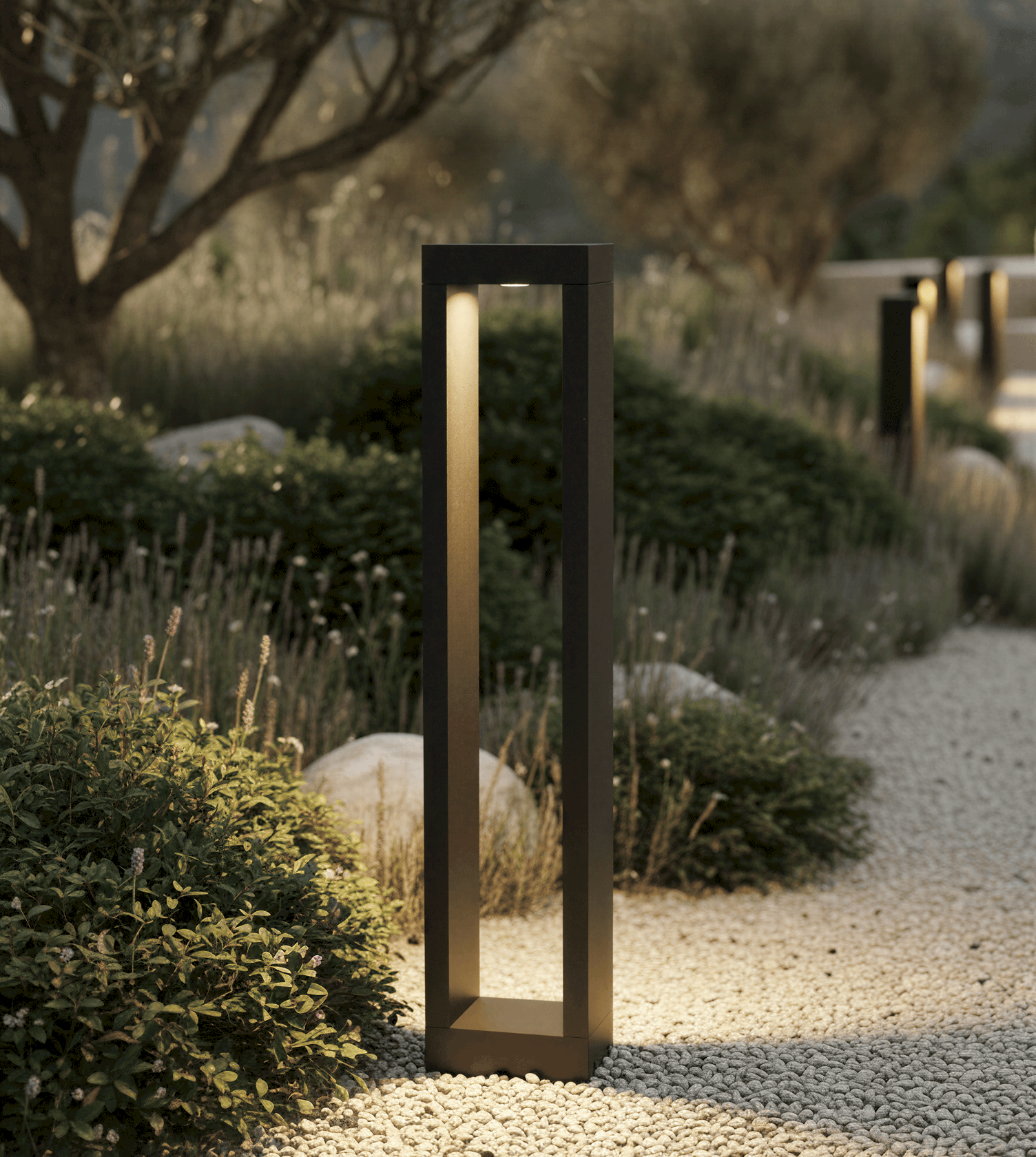 Lampadaire Extérieur en Aluminium Noir | Éclairage Double Face Minimaliste pour Allées Modernes 4