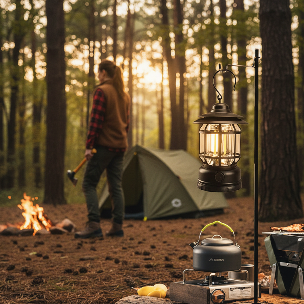 Lampe de Camping Rétro en Métal | Éclairage Chaleureux et Pratique pour vos Aventures Extérieures 3