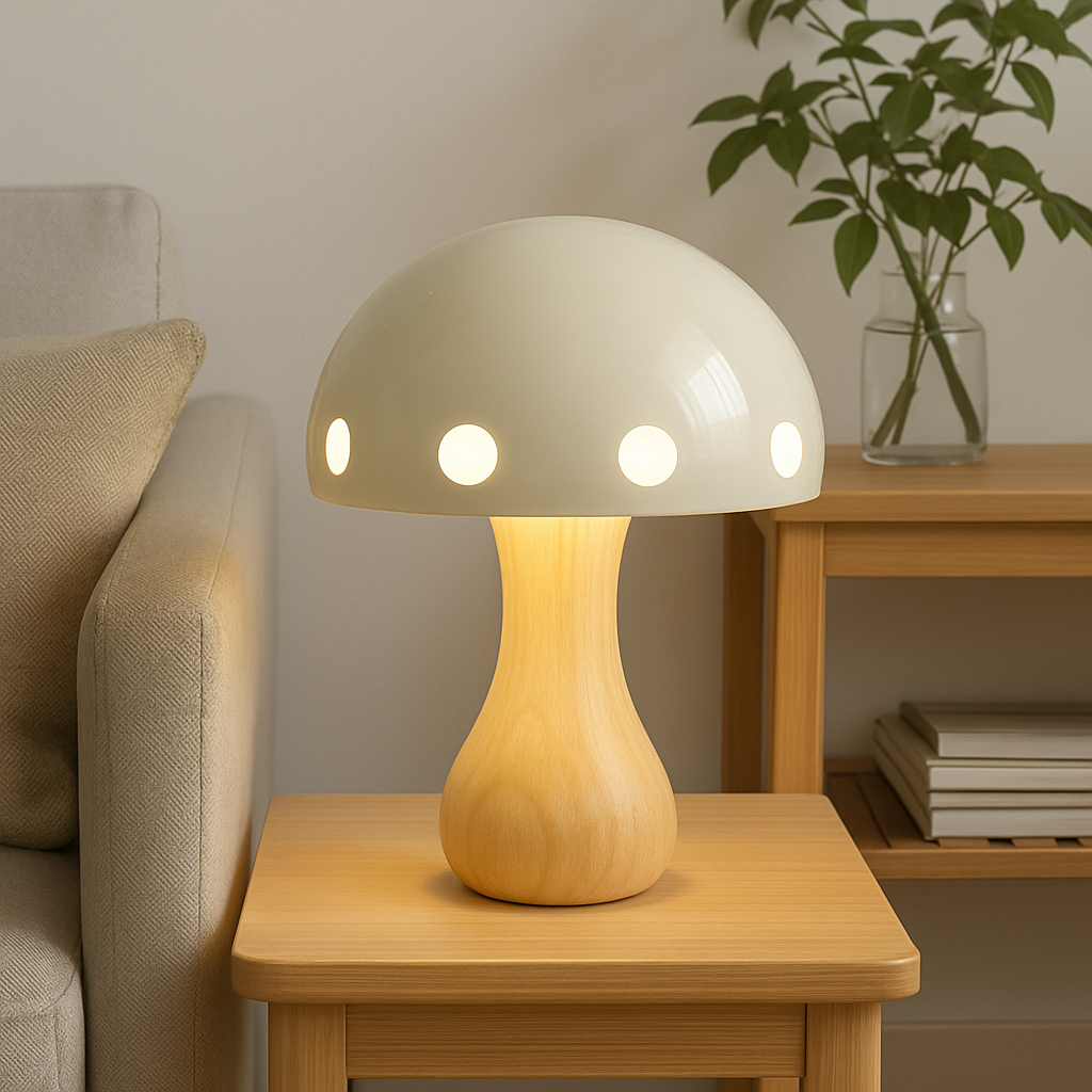 Lampe de Table Champignon : Élégance Rétro en Lumière – Design Raffiné 3