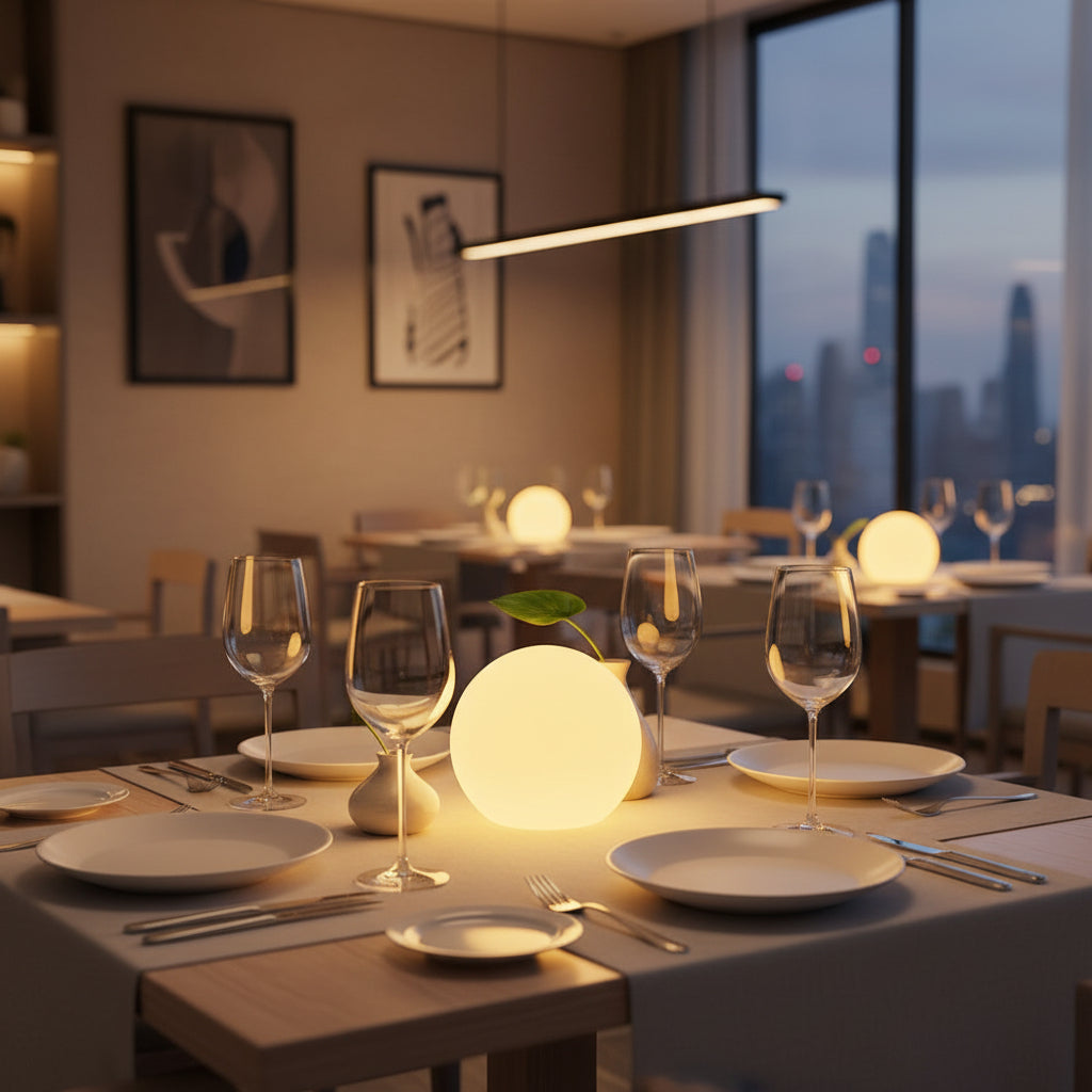 Lampe de Table Rechargeable : Élégance Naturelle en Lumière – Design Sphérique 4