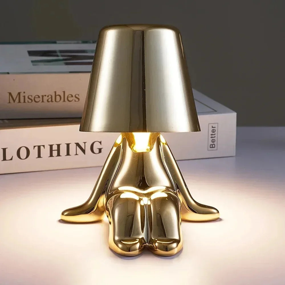 Lampe de Table Sans Fil : Élégance Naturelle en Lumière – Résine Dorée 2
