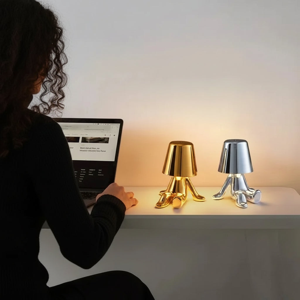 Lampe de Table Sans Fil : Élégance Naturelle en Lumière – Résine Dorée 3