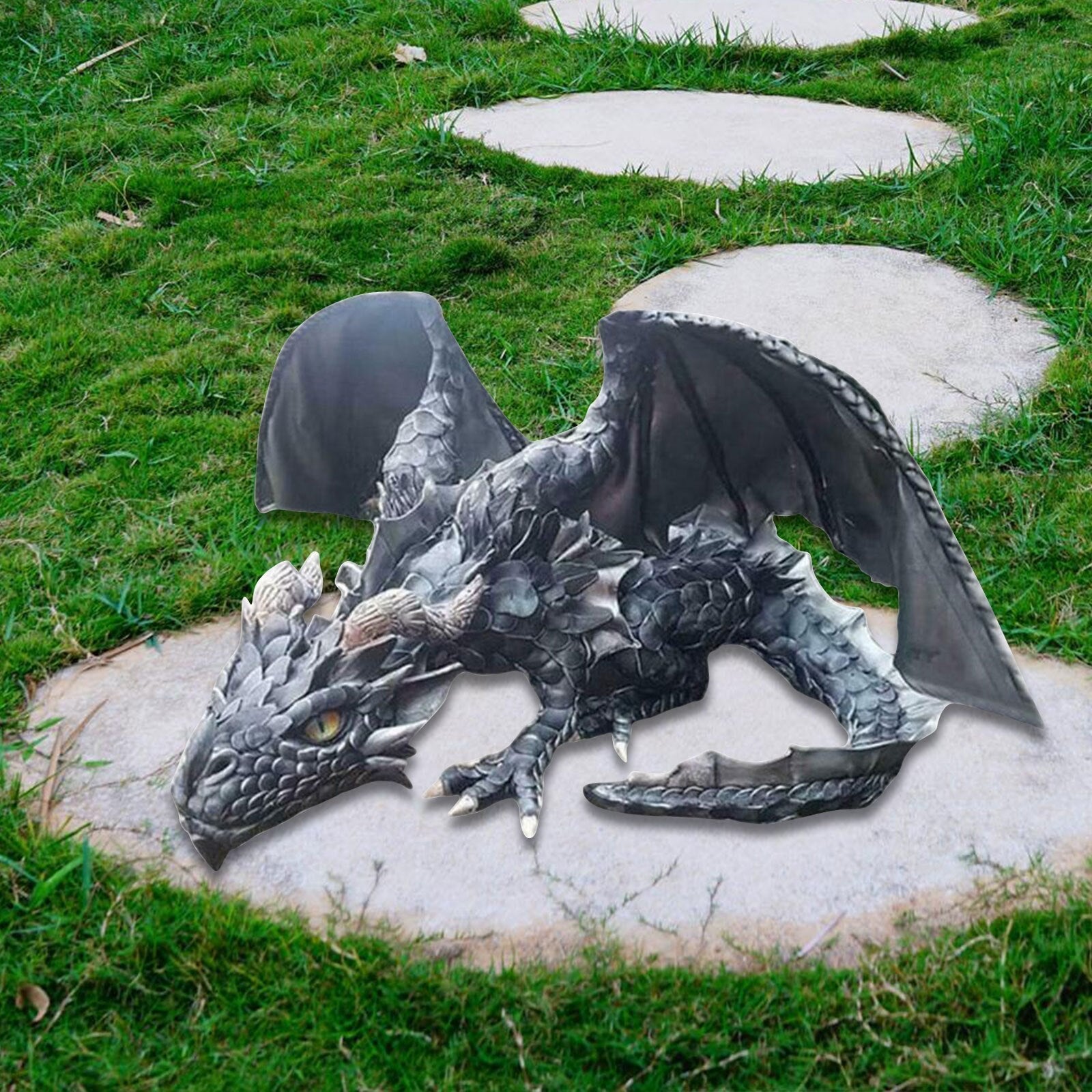 Statue Dragon Gardien Accroupi Style Gothique