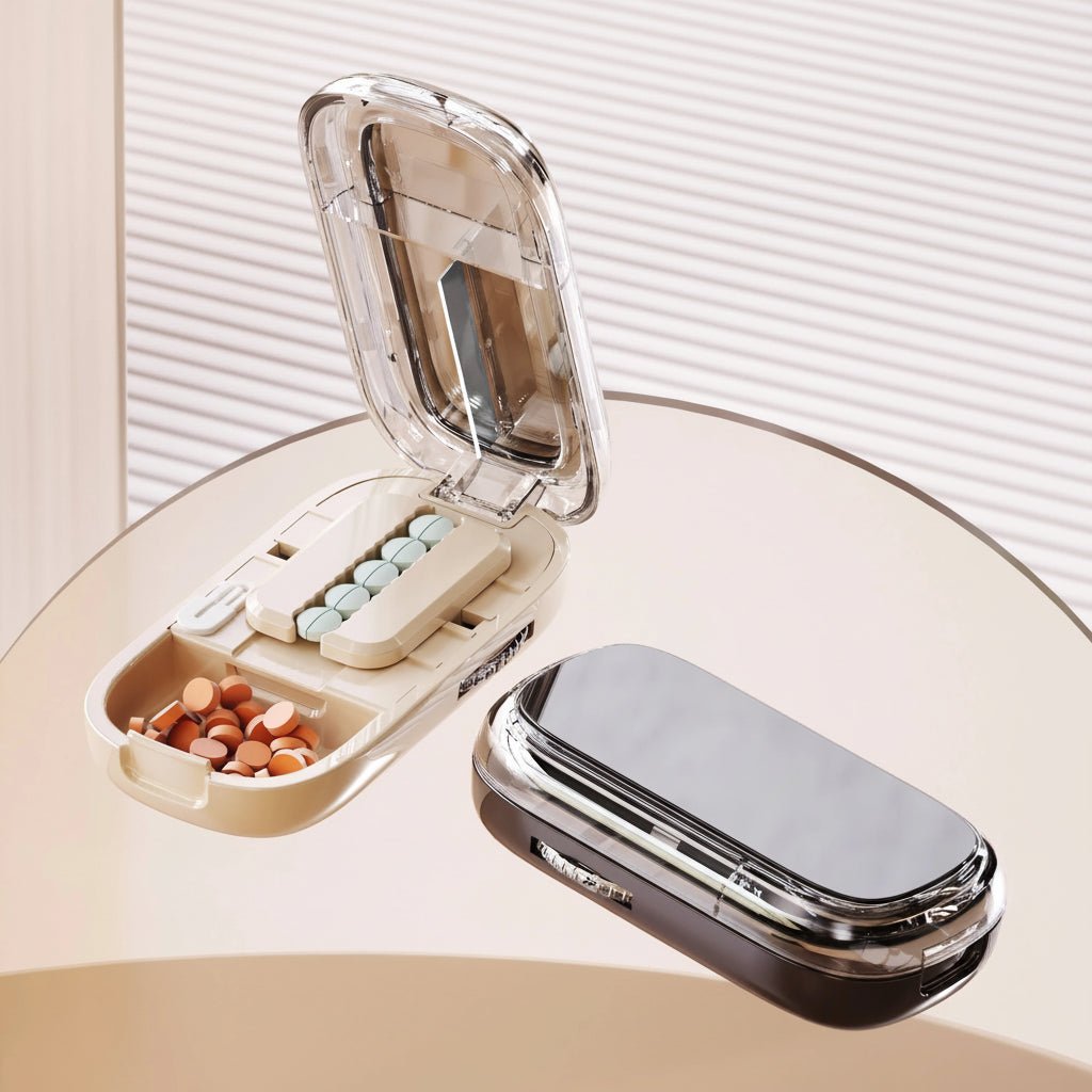 Pillslice Coupe-Comprimés Sécurisé avec Boîte de Rangement