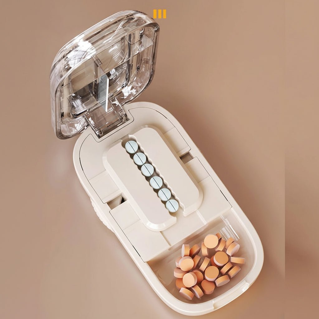 Pillslice Coupe-Comprimés Sécurisé avec Boîte de Rangement