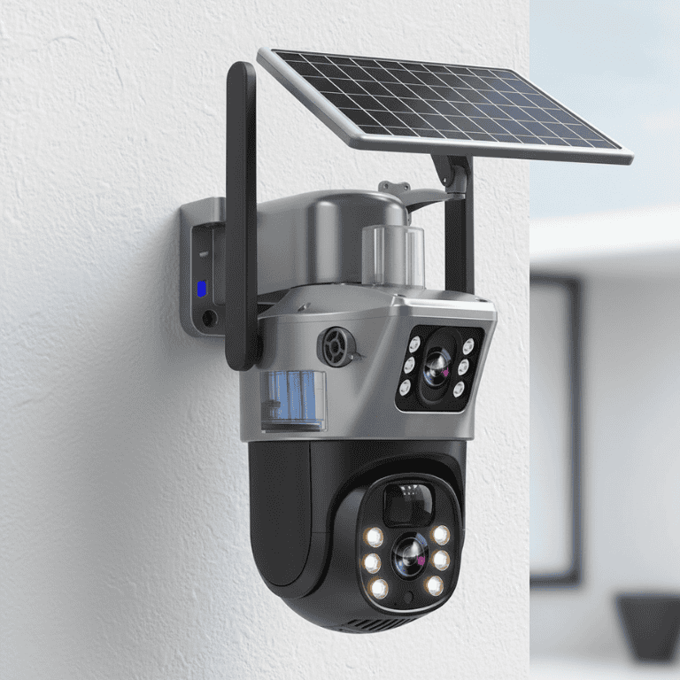 Maison Elmora | Caméra de Surveillance Sans Fil Extérieur avec Enregistrement 4K | Sécurité Autonome et Connectée pour Tranquillité d'Esprit 1