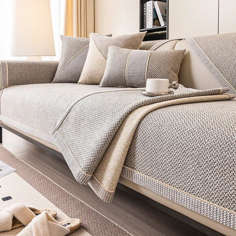 Maison Elmora | Housse de Canapé en Coton-Lin Antidérapante | Élégance Durable pour un Confort Optimal 4