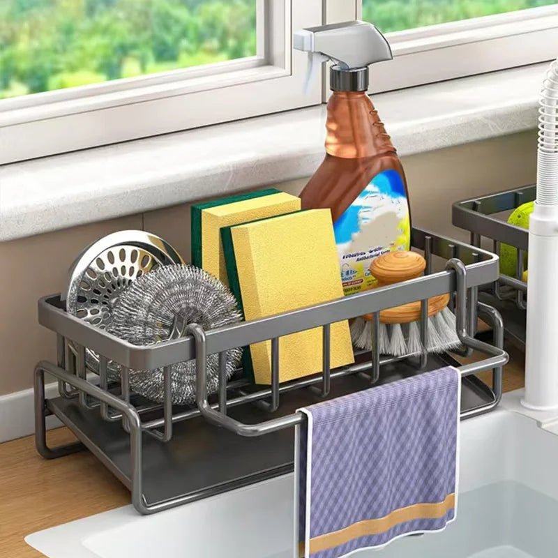Maison Elmora | Organisateur de Cuisine en Acier Inoxydable avec Drainage | Élégance et Praticité pour un Évier Impeccable 4