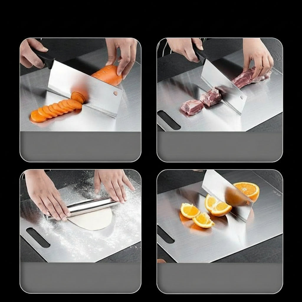 Maison Elmora | Planche à Découper en Acier Inoxydable TitanClean | Élégance Antibactérienne pour une Cuisine Moderne et Hygiénique 2