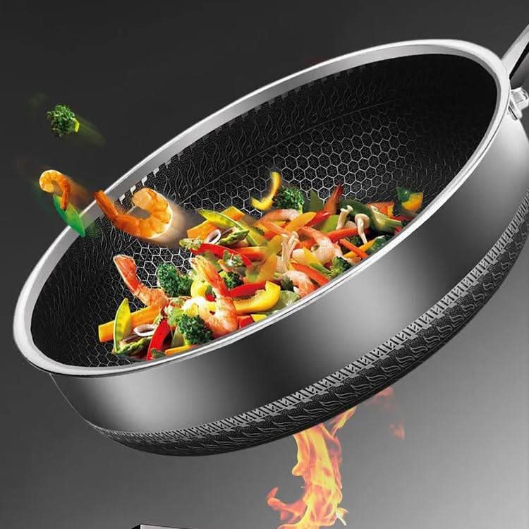 Maison Elmora | Poêle à Frire en Acier Inoxydable avec Structure en Nid d'Abeille | Ustensile Énergétiquement Efficace pour une Cuisine Raffinée 1