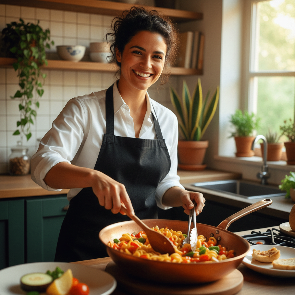 Maison Elmora | Poêle en Cuivre Professionnelle avec Revêtement Antiadhésif | Cuisine Élégante et Performante pour des Plats Parfaits 3