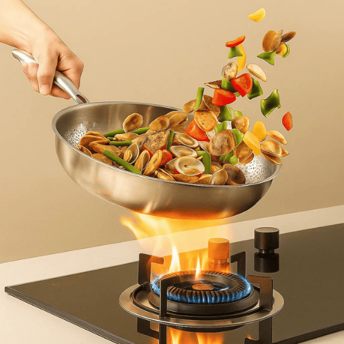 Maison Elmora | Poêle en Titane Premium 2.0 avec Revêtement Anti-Rayures | Cuisine Saine et Efficace pour des Résultats Parfaits 4