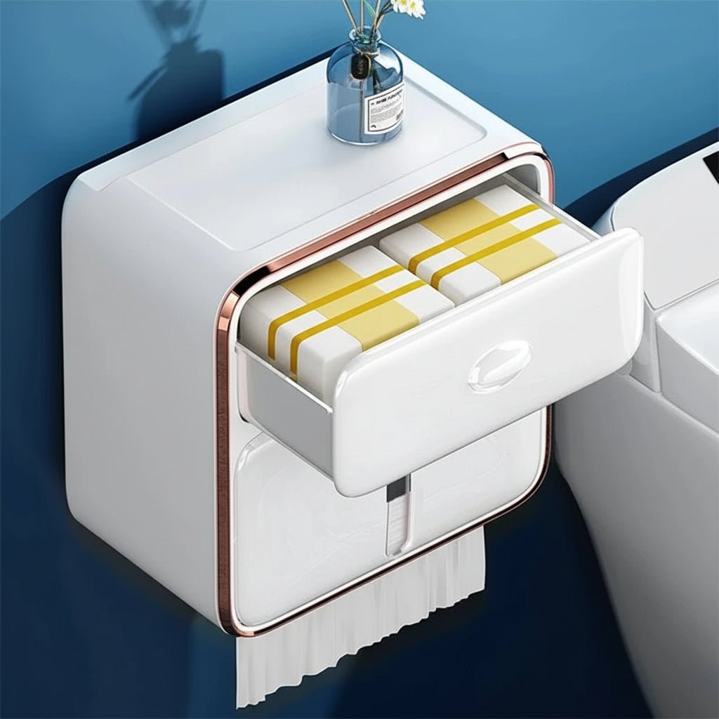 Maison Elmora | Support Mural pour Papier Toilette Étanche et Élégant | Solution Pratique pour une Salle de Bain Organisée 5