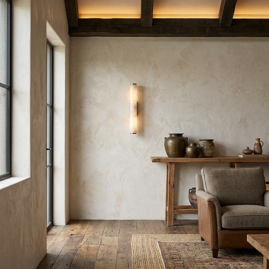 Marble-Effect Wall Sconce - Copper Accents 4