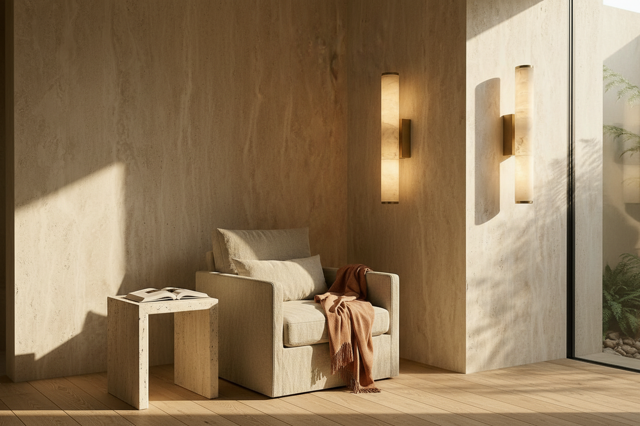 Marble-Effect Wall Sconce - Copper Accents 7