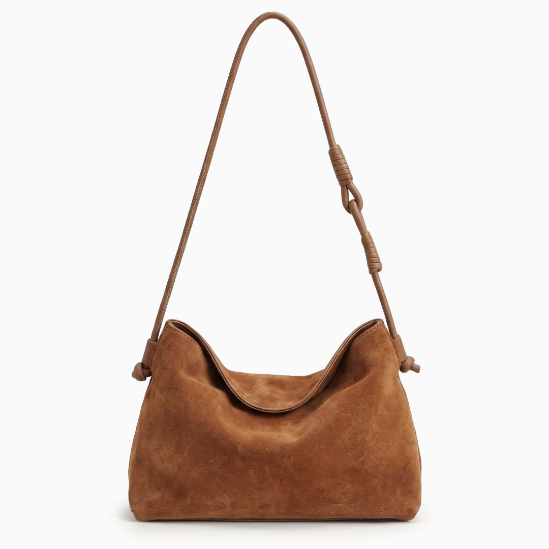 Sac porté épaule en daim, bandoulière nouée réglable