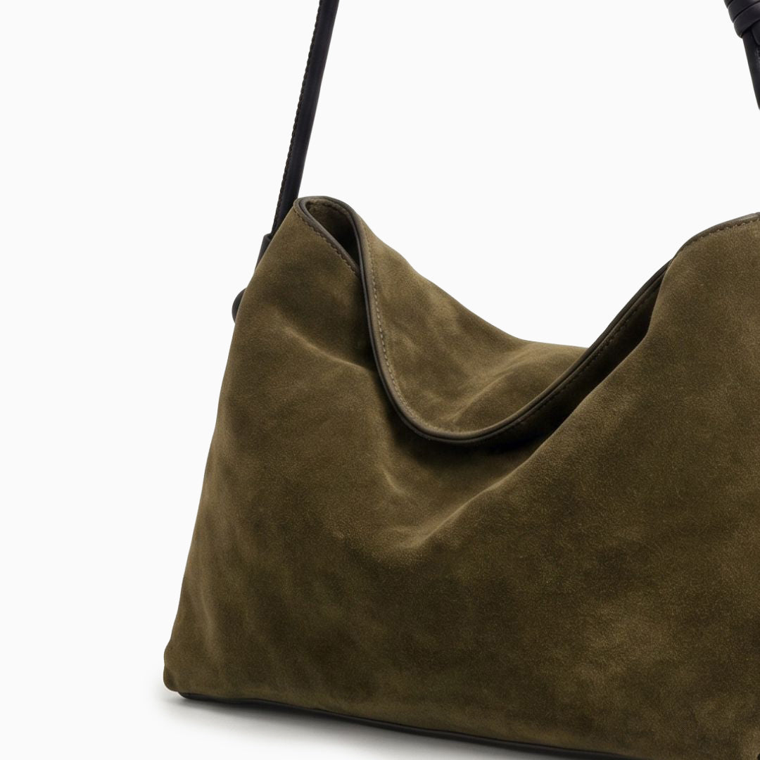 Suede Shoulder Bag with Knotted Adjustable Strap