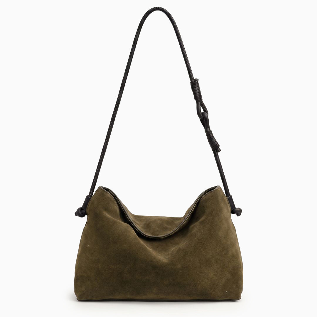 Sac porté épaule en daim, bandoulière nouée réglable