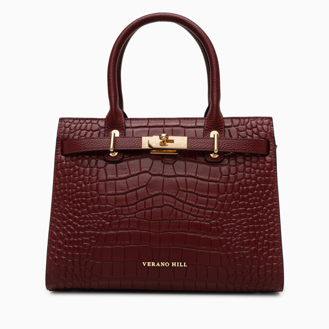 Sac à main en cuir texturé, bandoulière réglable