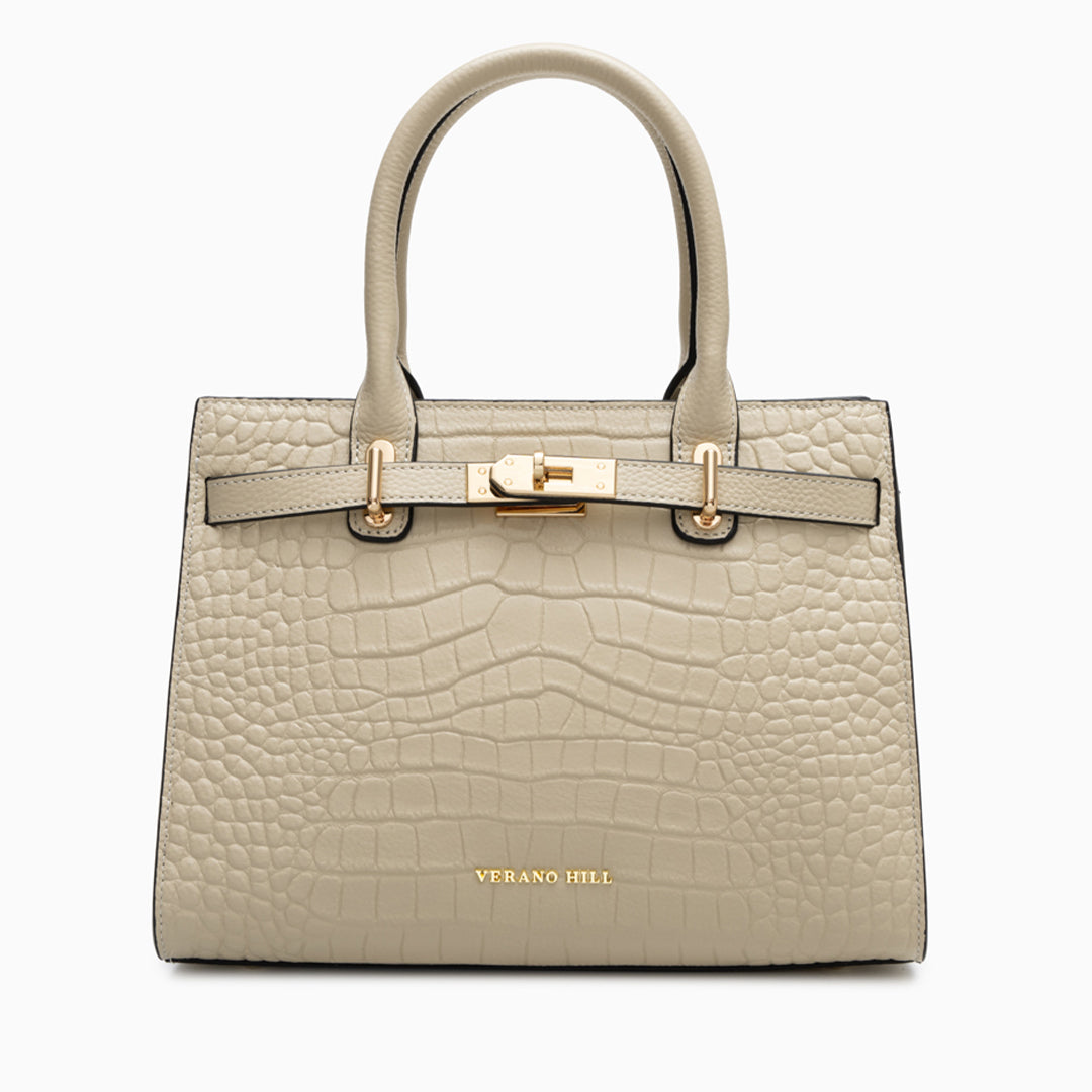 Sac à main en cuir texturé, bandoulière réglable