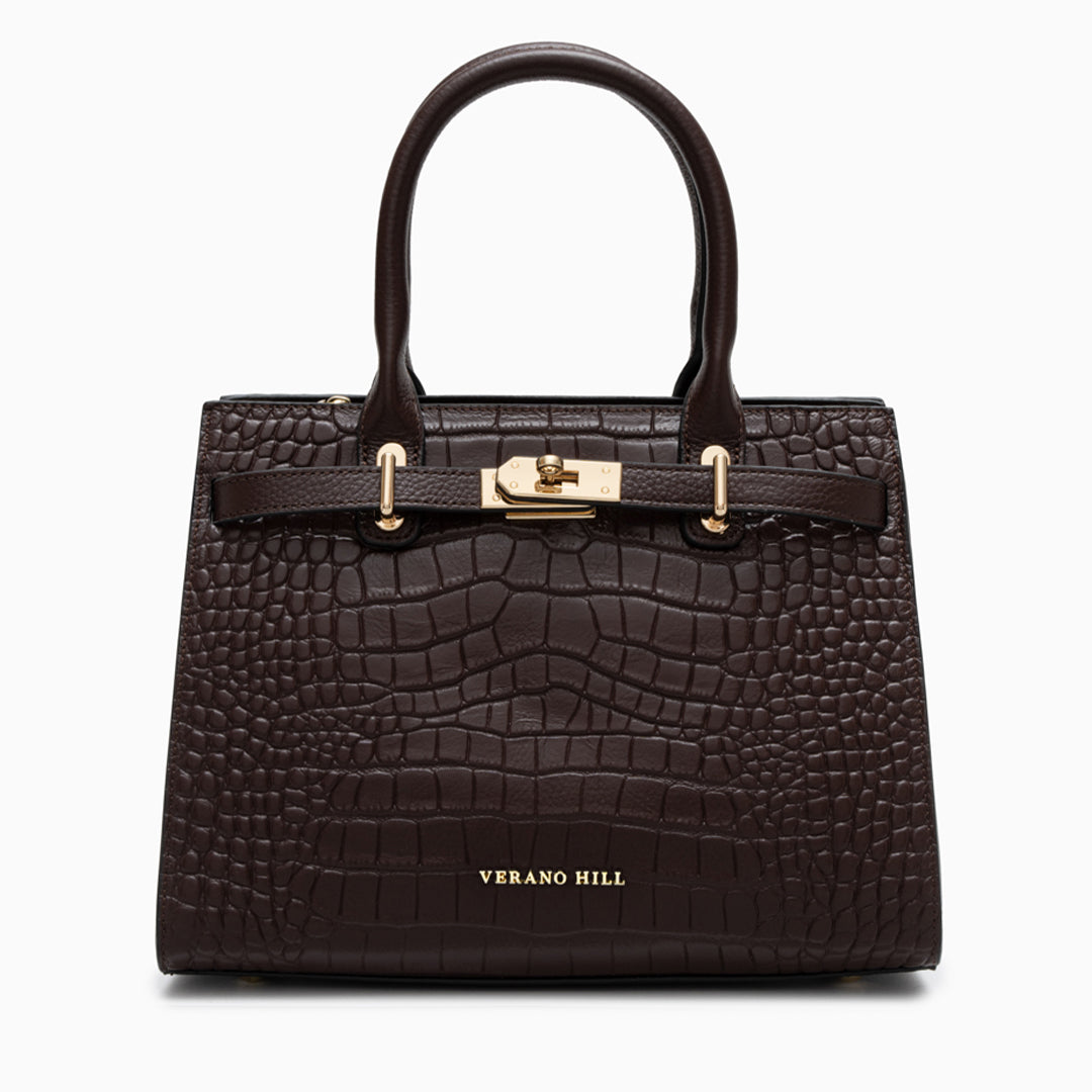 Sac à main en cuir texturé, bandoulière réglable