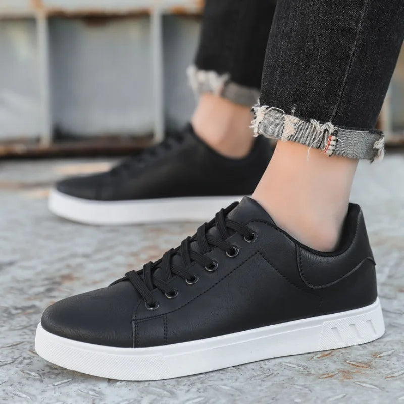 Men's Classic Vegan Leather Lace-Up Shoes - Stylish Lightweight Footwear for Everyday Comfort