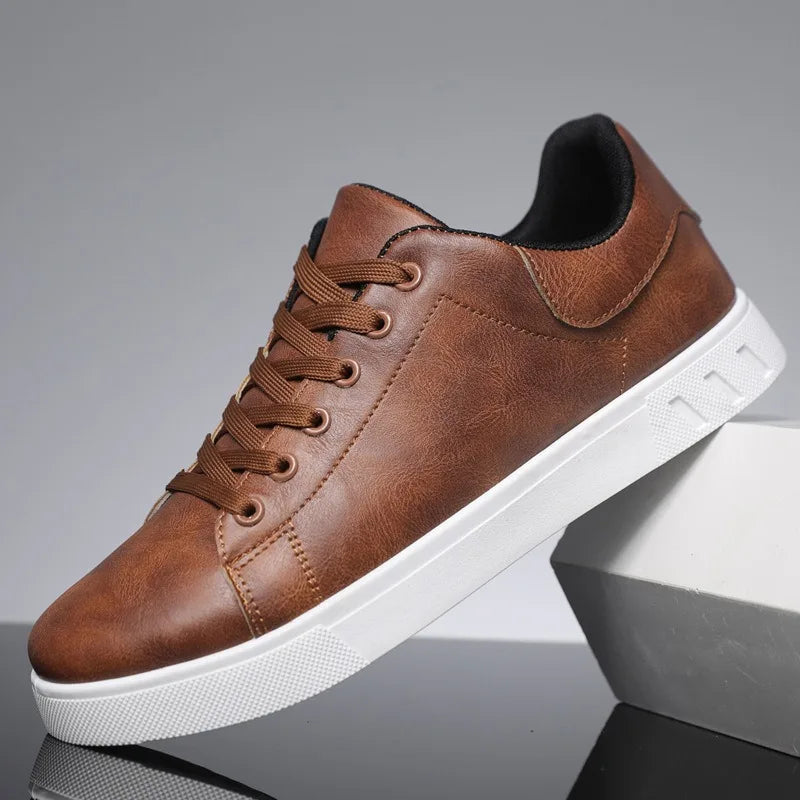 Men's Classic Vegan Leather Lace-Up Shoes - Stylish Lightweight Footwear for Everyday Comfort