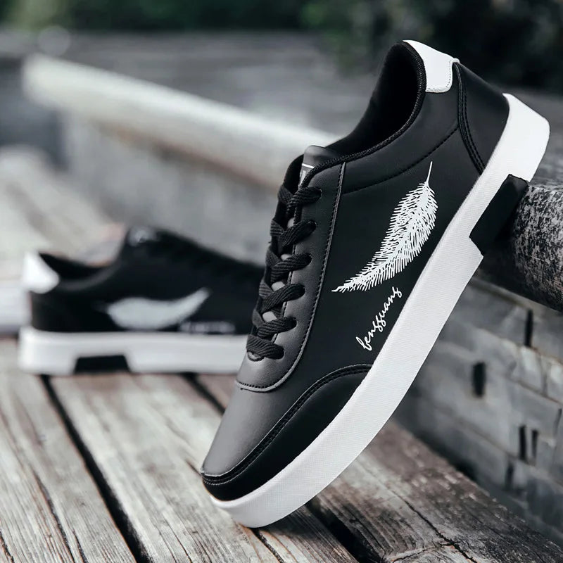 Men's Classic Vegan Leather Lace-Up Shoes - Stylish Lightweight Footwear for Everyday Comfort