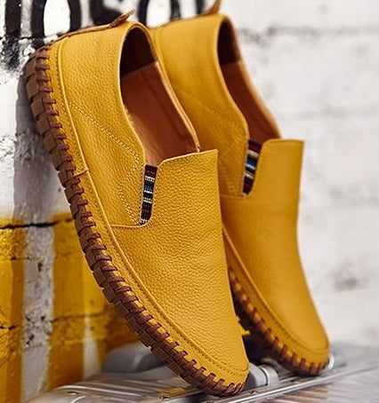 Men's Vegan Leather Loafers - Stylish Brown Comfort Shoes for Everyday Wear