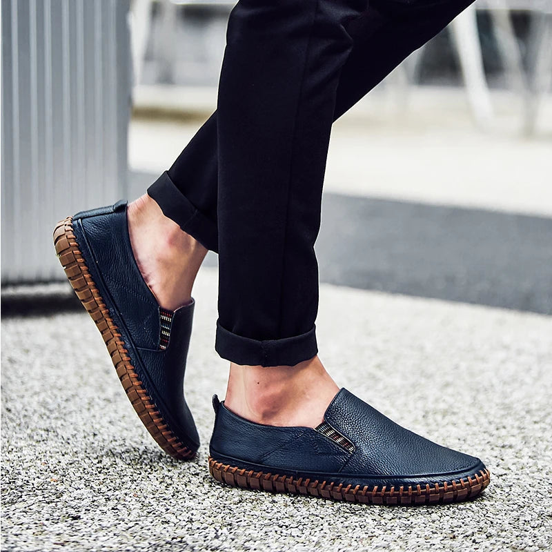 Men's Vegan Leather Loafers - Stylish Brown Loafers for Everyday Comfort and Support