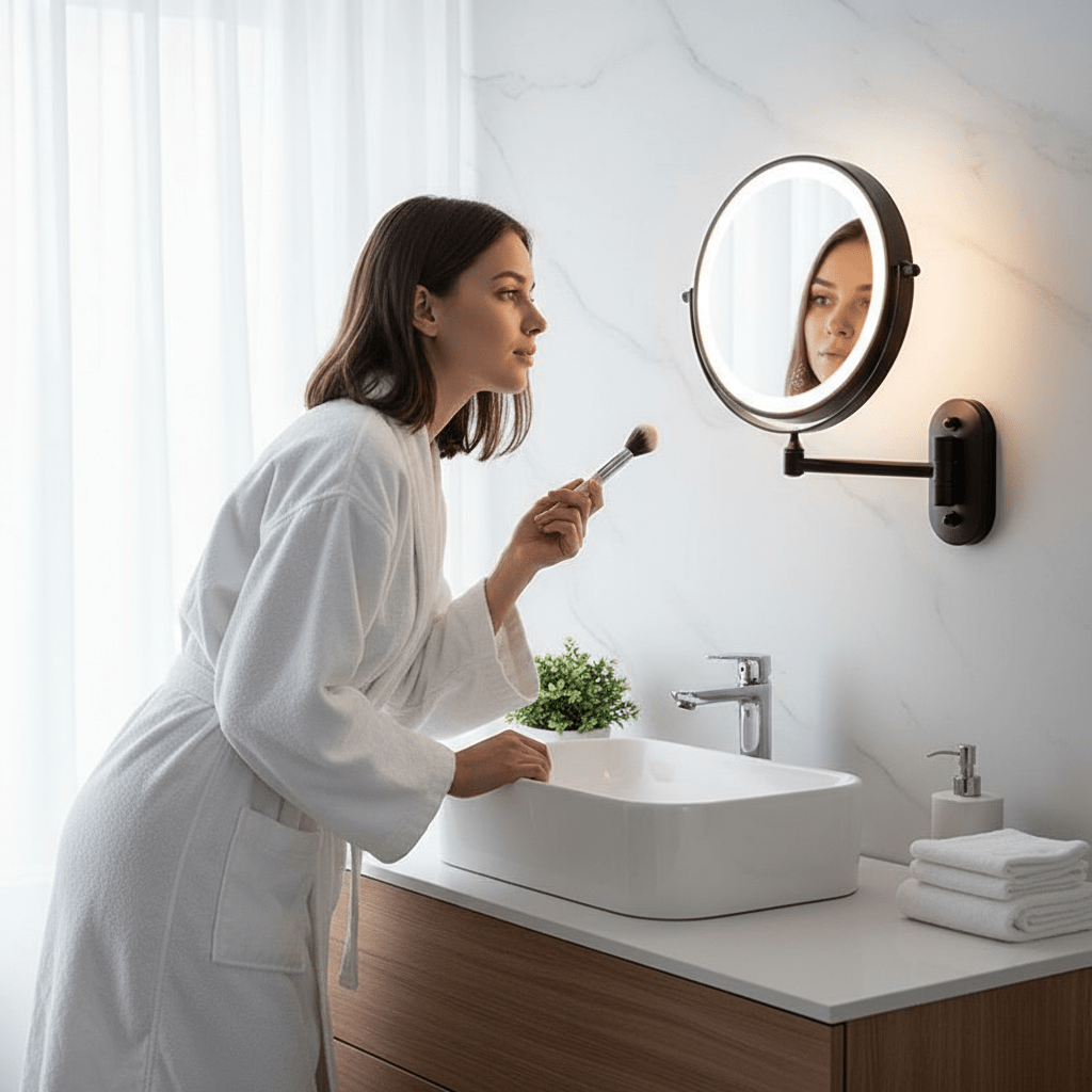 Miroir Cosmétique LED Rechargeable avec Éclairage Ajustable | Design Élégant pour un Maquillage Précis et Luxueux 3