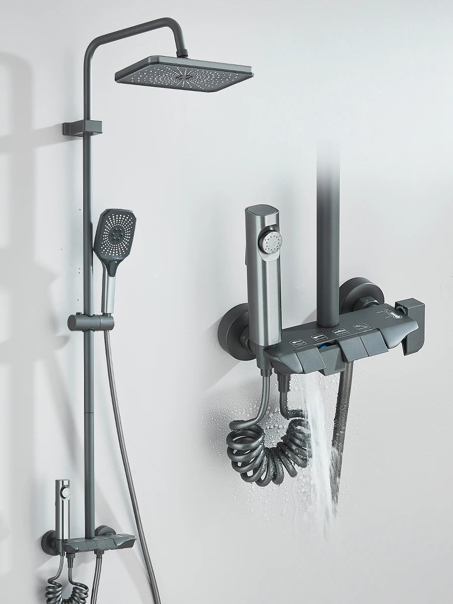 Mitigeur et Colonne de Douche en Noir Mat | Système Élégant et Contemporain pour une Salle de Bain Luxueuse 0
