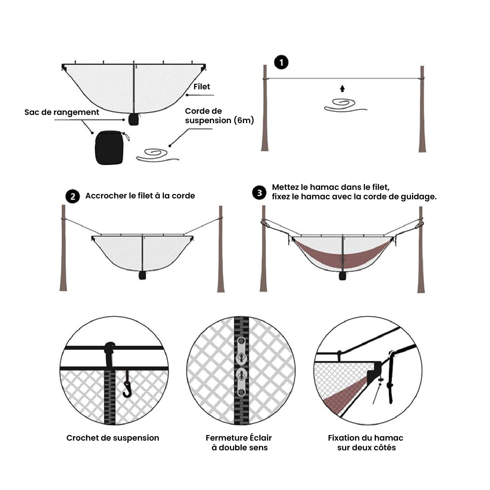 Moustiquaire Hamac en Nylon Résistant | Protection Élégante pour des Nuits Sereines en Plein Air 8