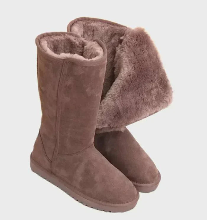 Bottes Femme en Daim Doublées Peau de Mouton