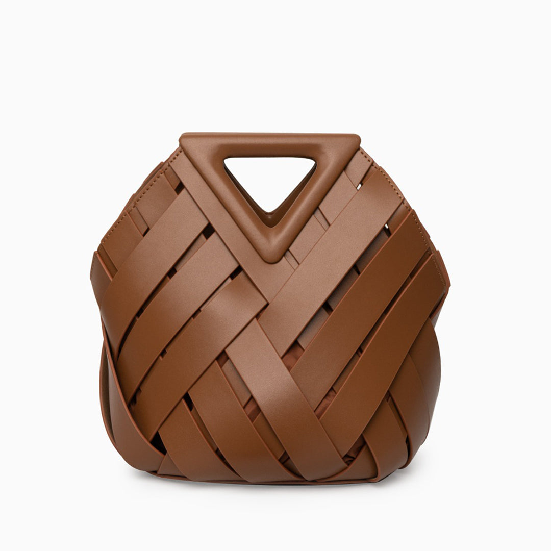 Sac à main tressé à anse triangulaire inversée
