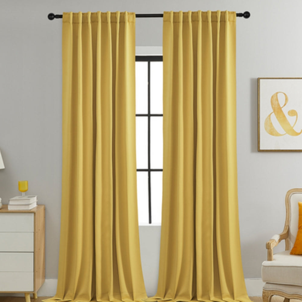 Rideaux en Microfibre Tons Neutres, Lot de 2