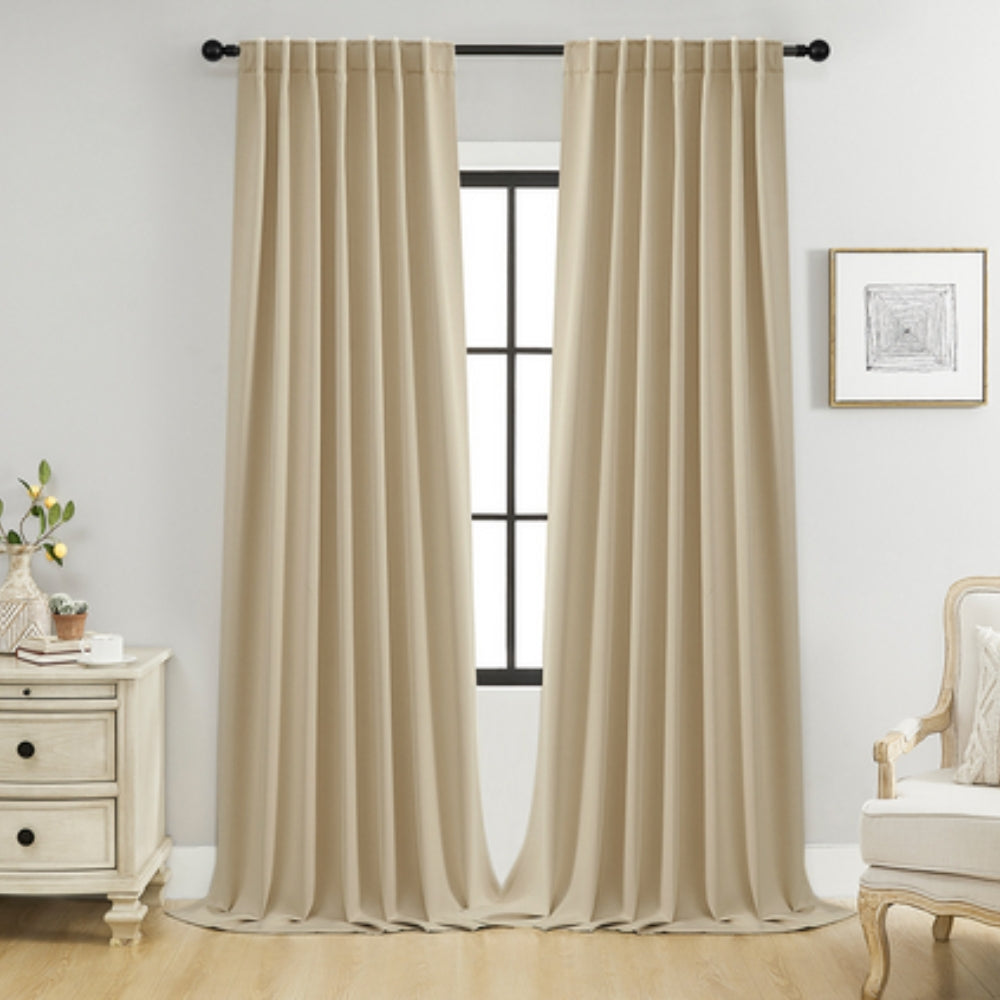 Rideaux en Microfibre Tons Neutres, Lot de 2 – Beige