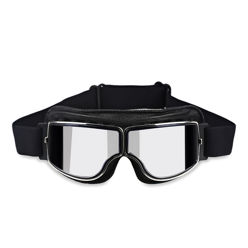 Lunettes-Masque à Porter Par-Dessus les Lunettes - Black Leather - Silver Lens