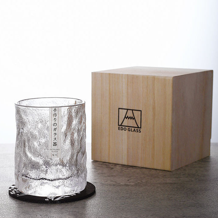 Cut-Pattern Whisky Glass in a Wooden Gift Box