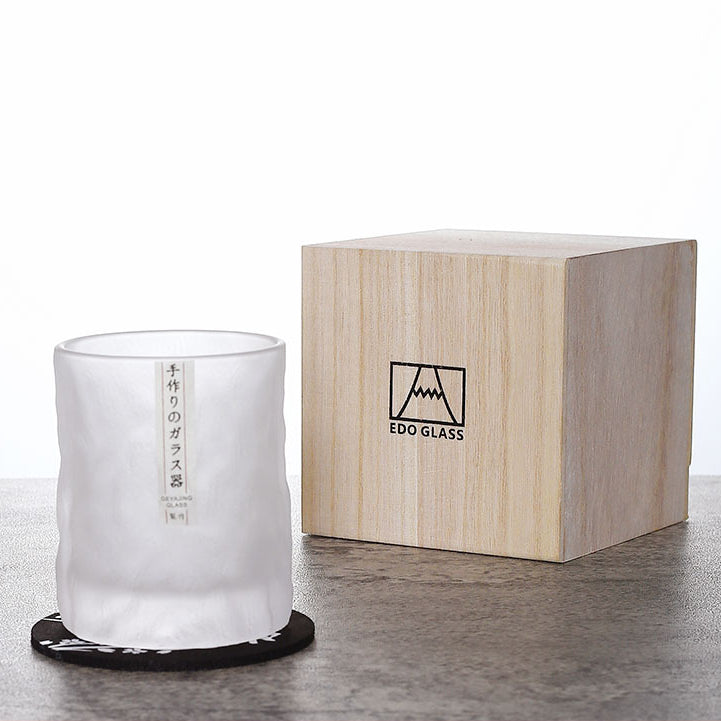 Cut-Pattern Whisky Glass in a Wooden Gift Box