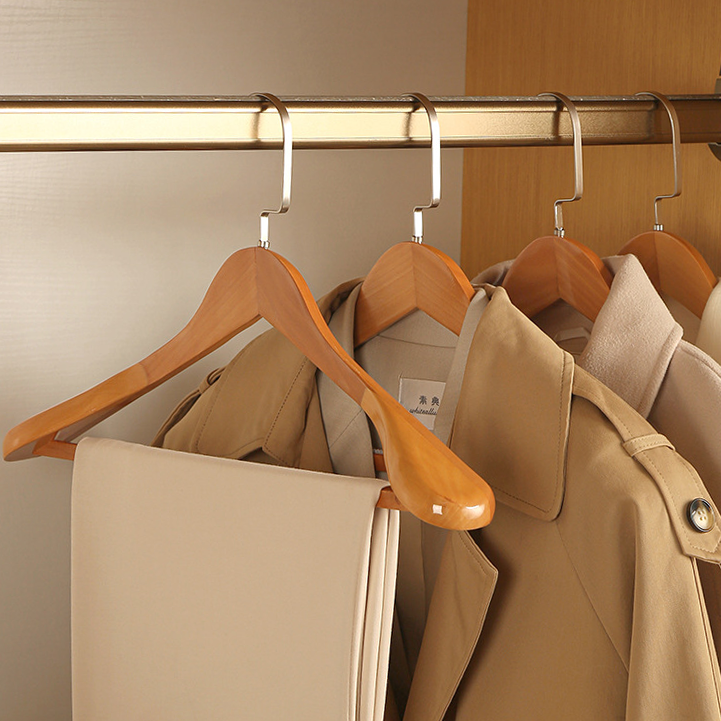 Wood and Metal Curved Clothes Hangers, Set of 4