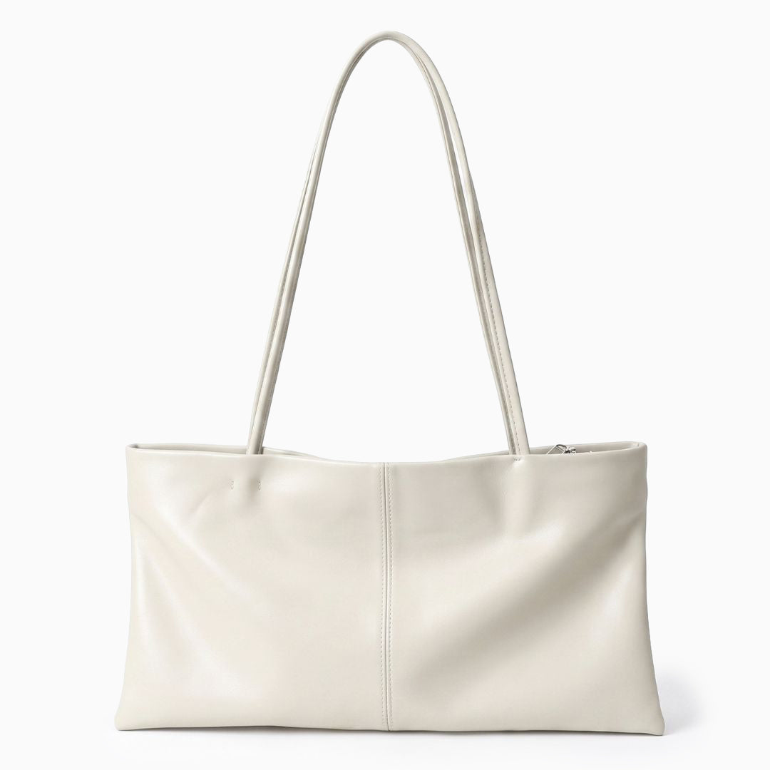Sac porté épaule en cuir lisse brillant, forme allongée