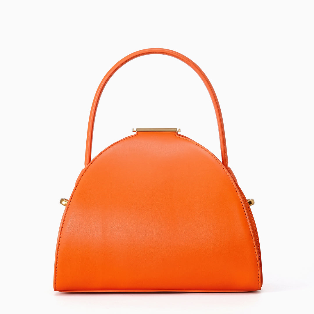 Sac à main demi-lune en similicuir, fermoir barrette dorée