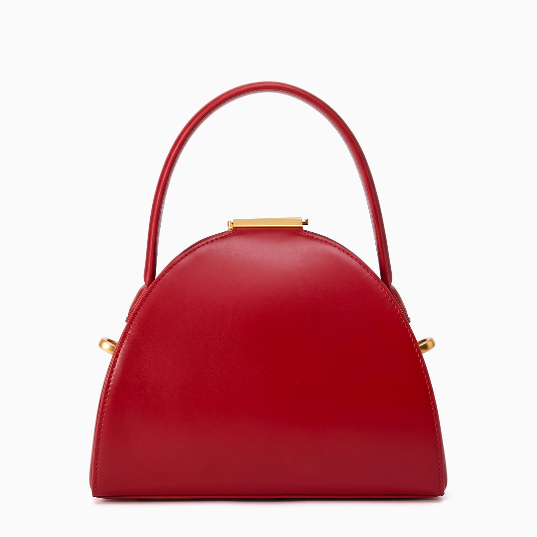 Sac à main demi-lune en similicuir, fermoir barrette dorée