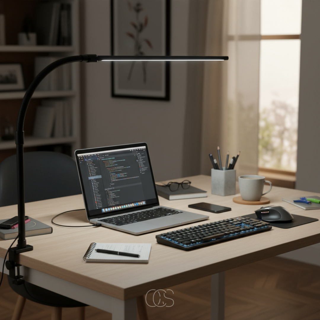 Clamp LED Desk Lamp, Gooseneck, 3 Light Colours